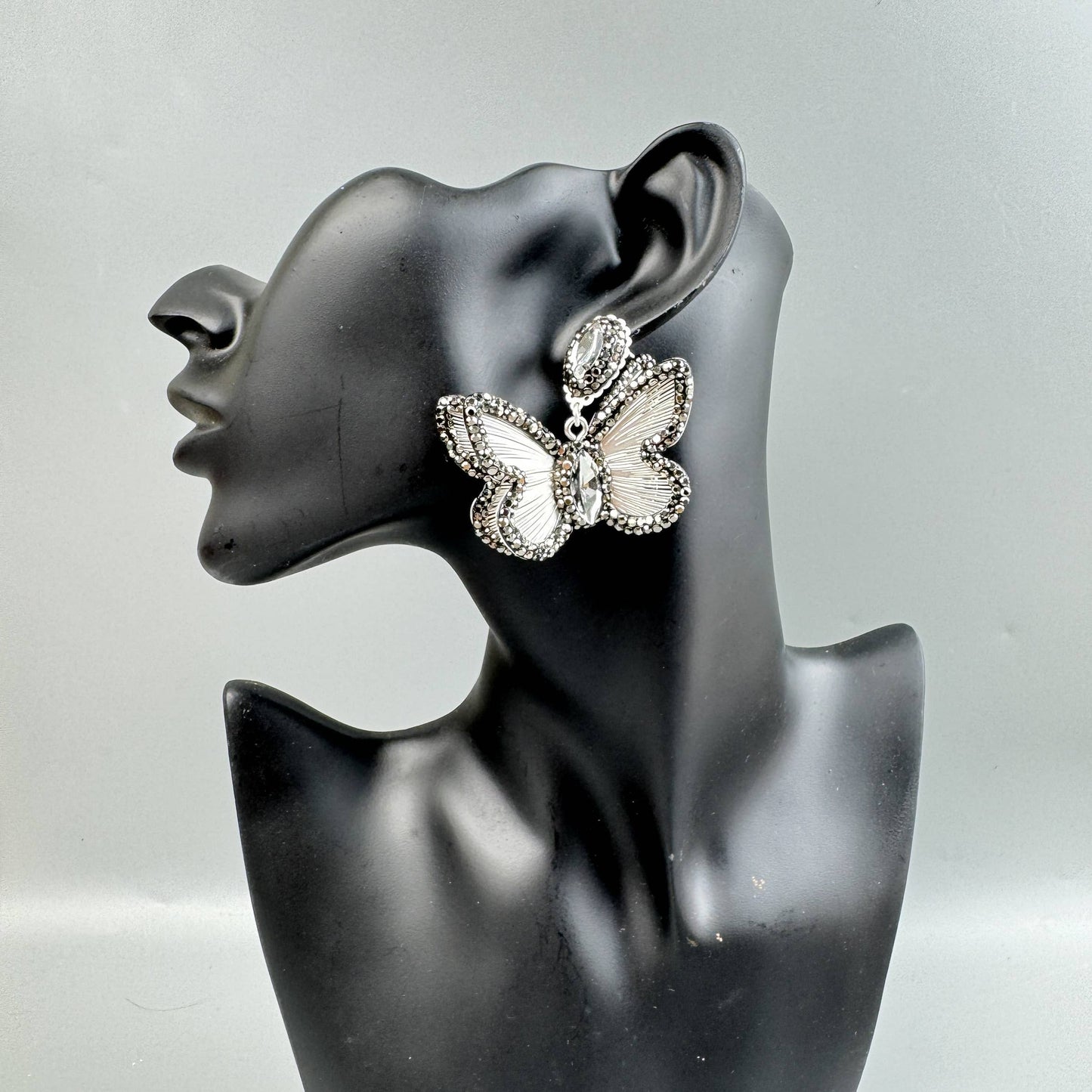 Butterfly Shape Rhinestone Alloy Drop Earrings