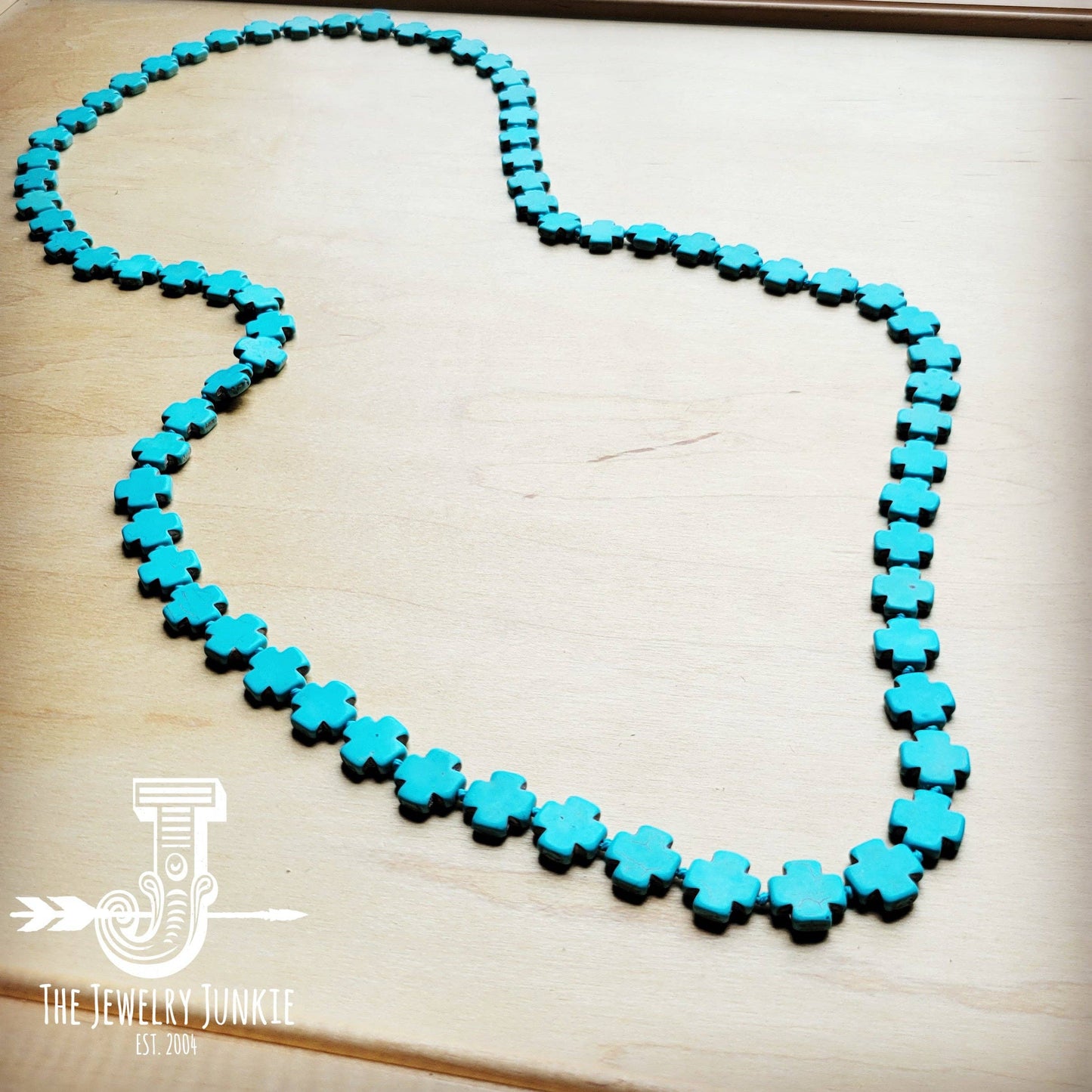 Turquoise Cross Beaded Necklace