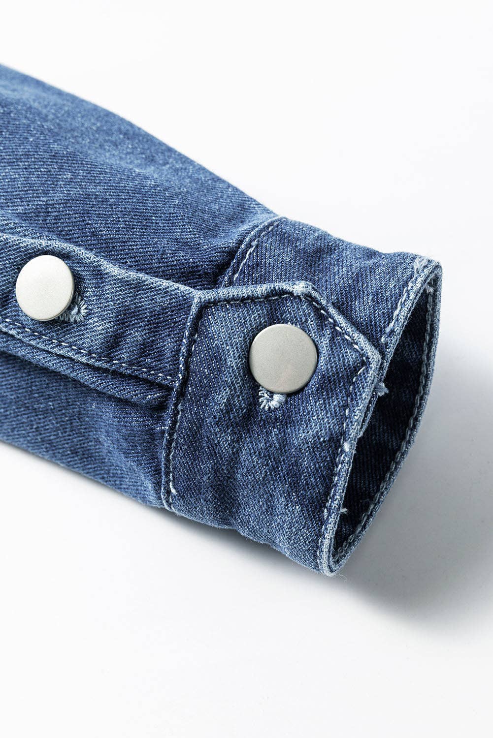 Mineral Wash Distressed Long Denim Jacket