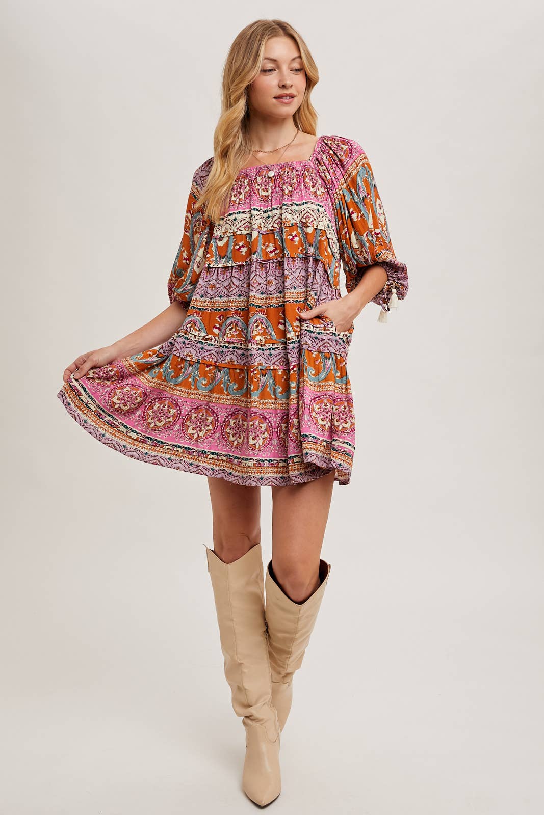 Paisley Print Boho Dress