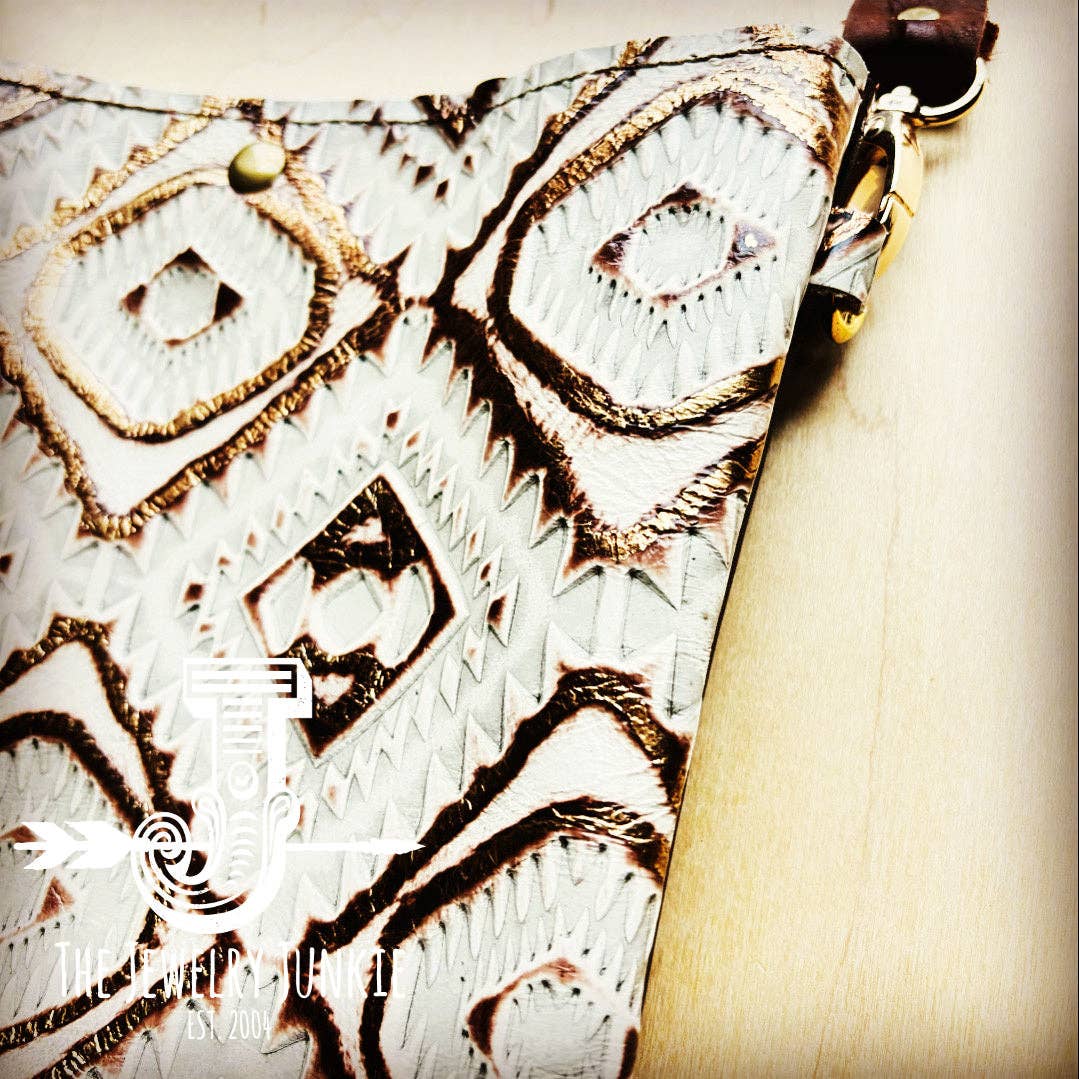 Crossbody Handbag w/ Gold Aztec Leather
