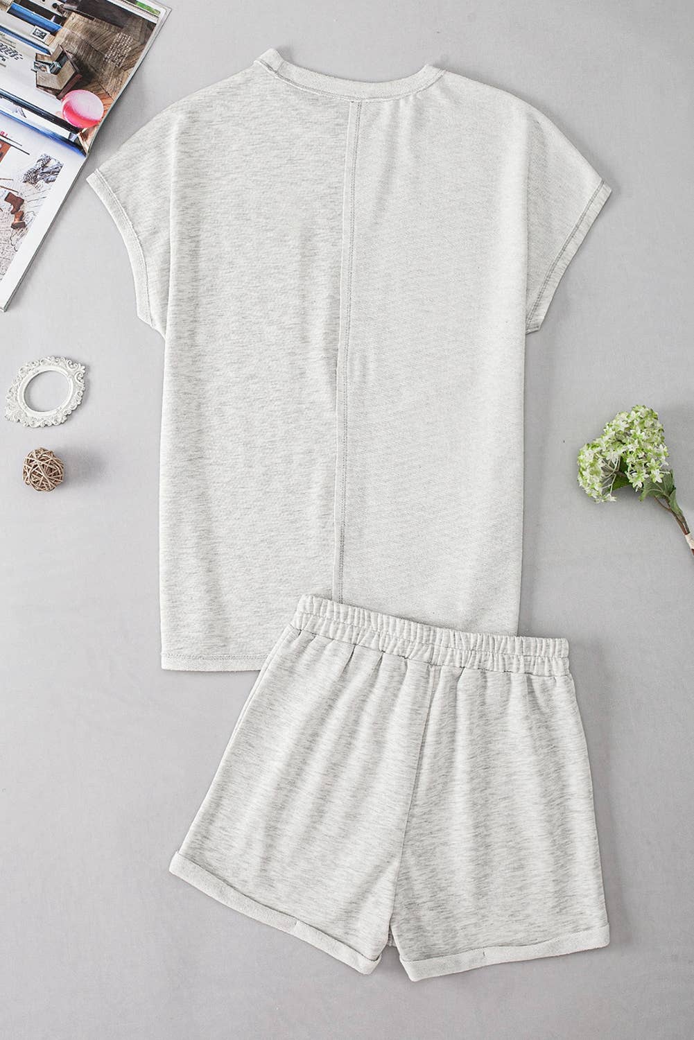 Colorblock Chest Pocket Exposed Seam Tee and Shorts Set
