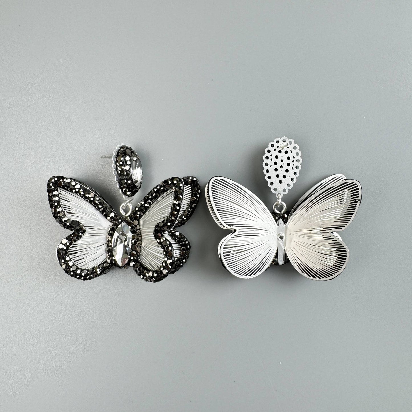 Butterfly Shape Rhinestone Alloy Drop Earrings