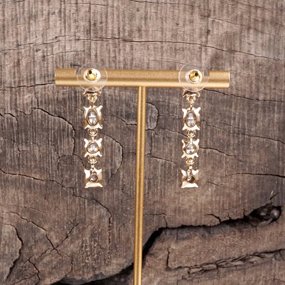 Linear Drop Earrings with Sparkling Crystals
