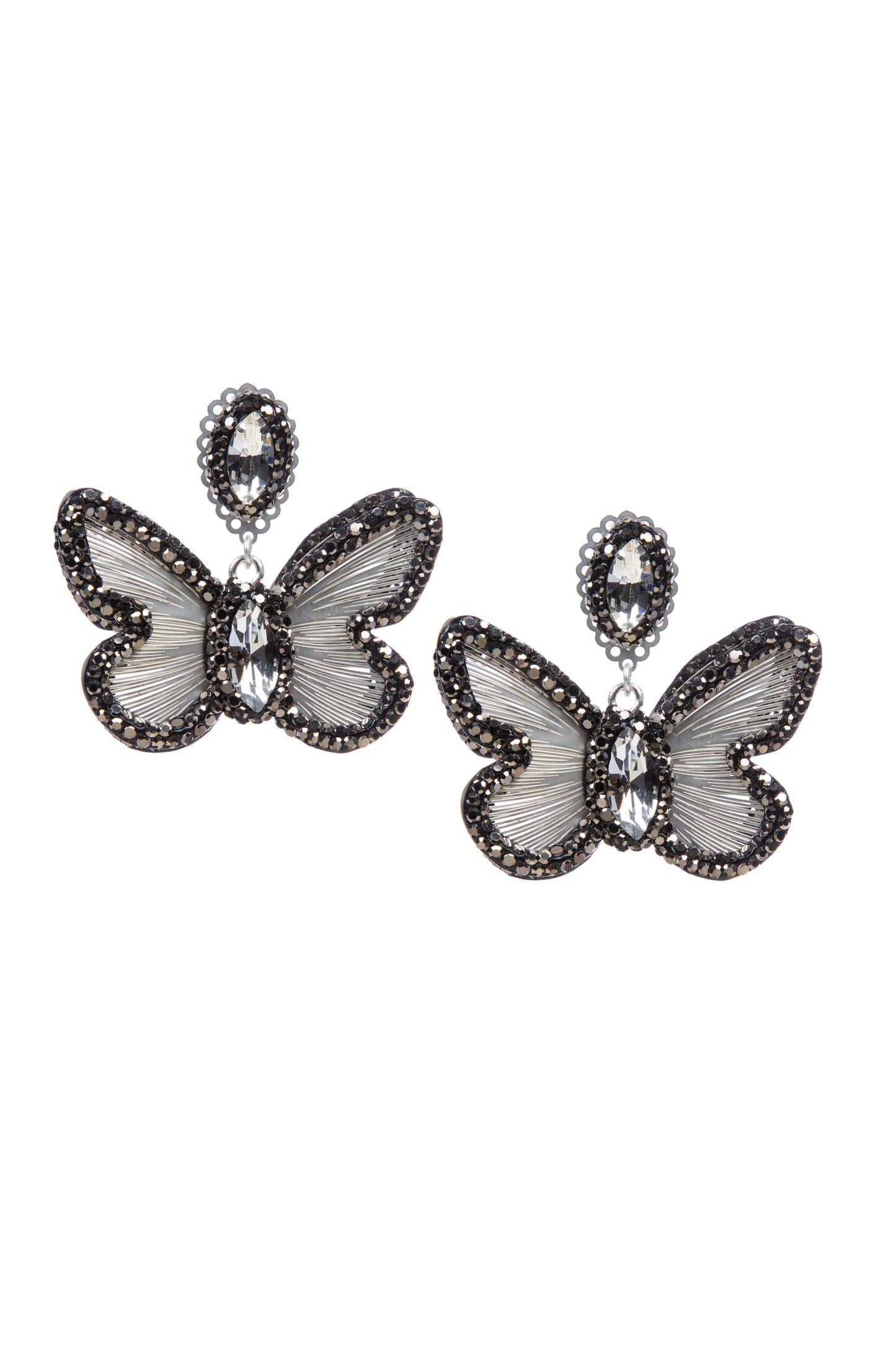 Butterfly Shape Rhinestone Alloy Drop Earrings