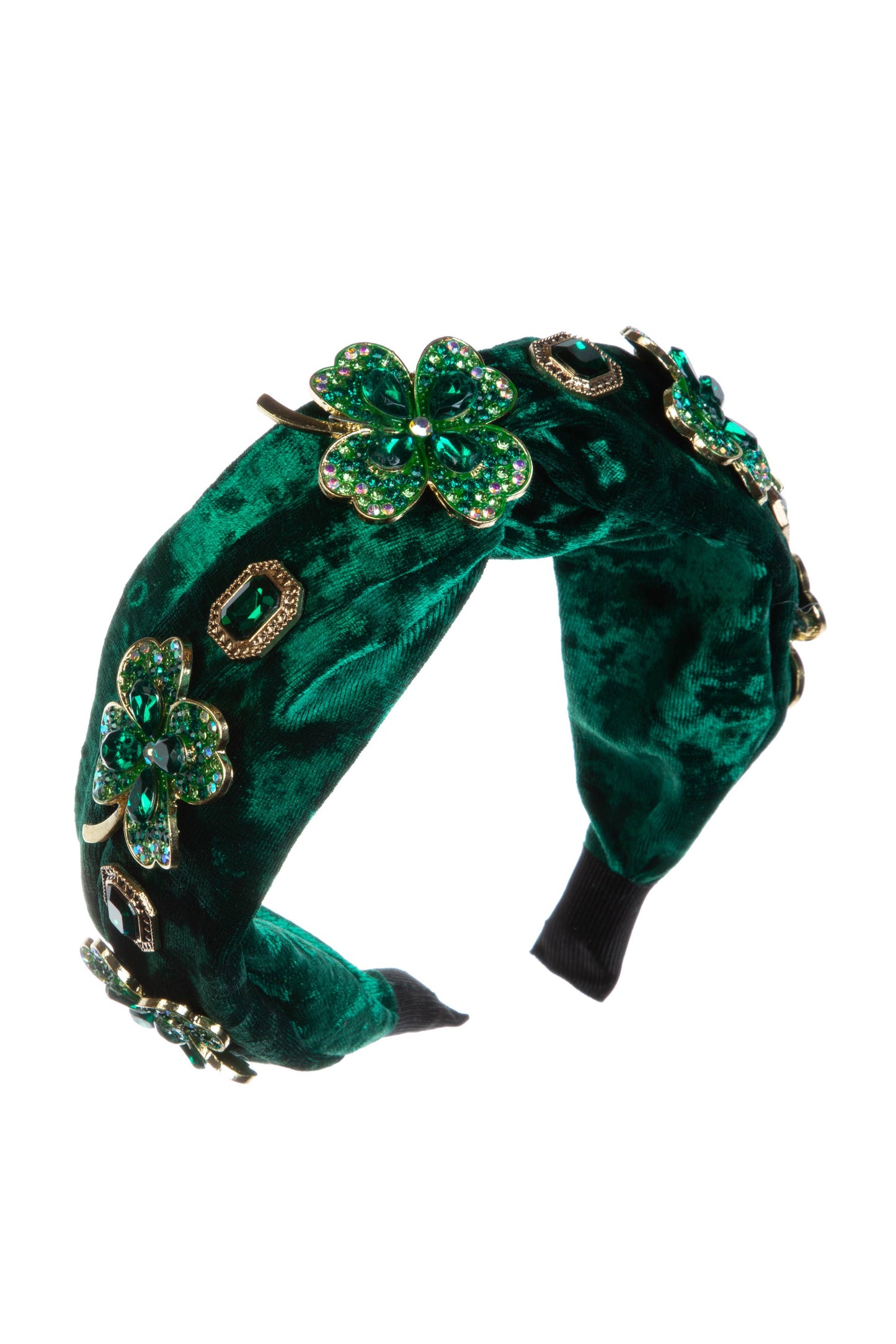 Clover Rhinestone Velvet Headband
