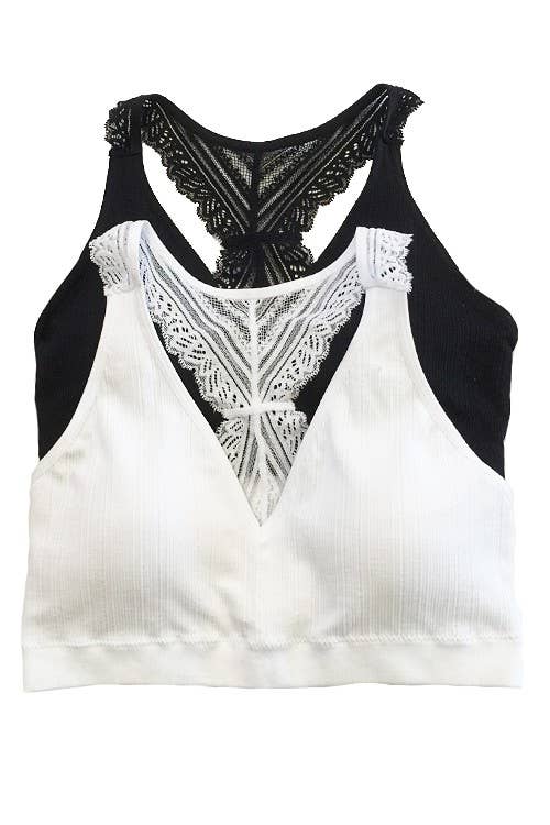 Lace Racerback Bralette: BURGUNDY
