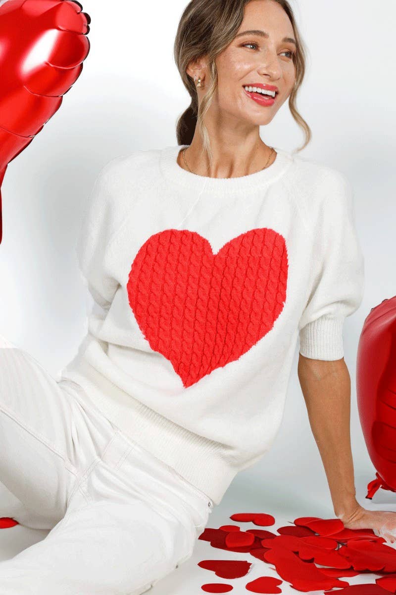 Cable Heart Shape Valentine's Knitted Sweater