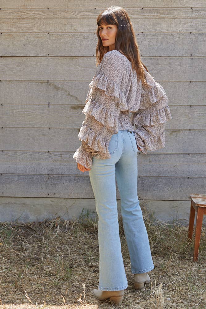 Long Sleeve Smocked Waist Blouse