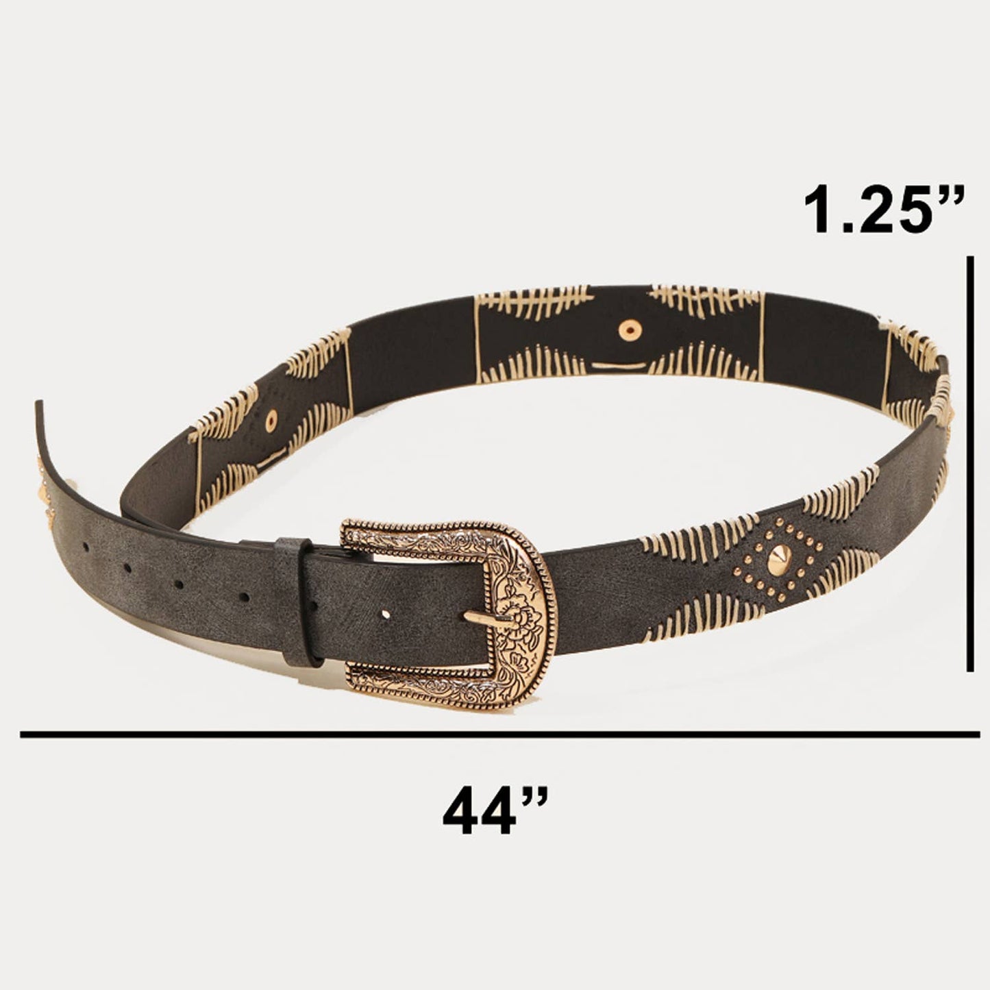 Floral Etched Buckle Belt
