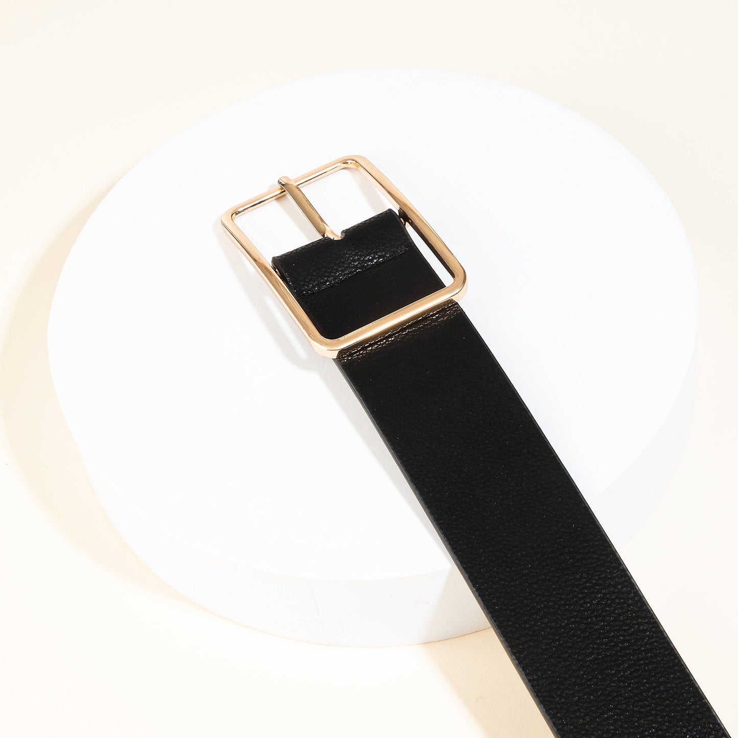 Faux Leather Rectangle Cutout Buckle Fashion Belt