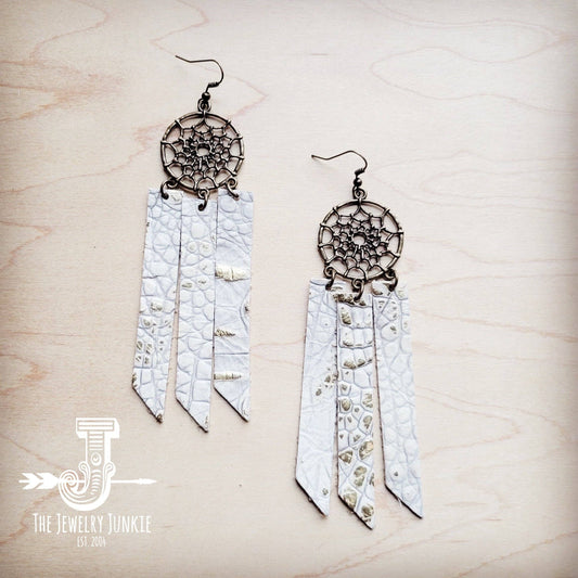 Dream Catcher Earrings w/ Leather Fringe Gilded Cowboy 200af