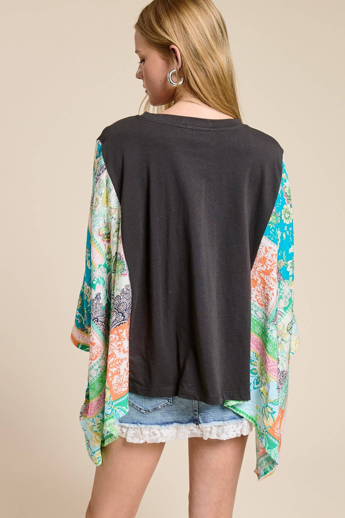 World Tour Sheer Sleeves Kaftan Top