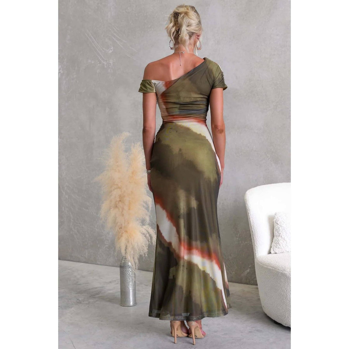 Olive Green Front Tie Maxi Dress