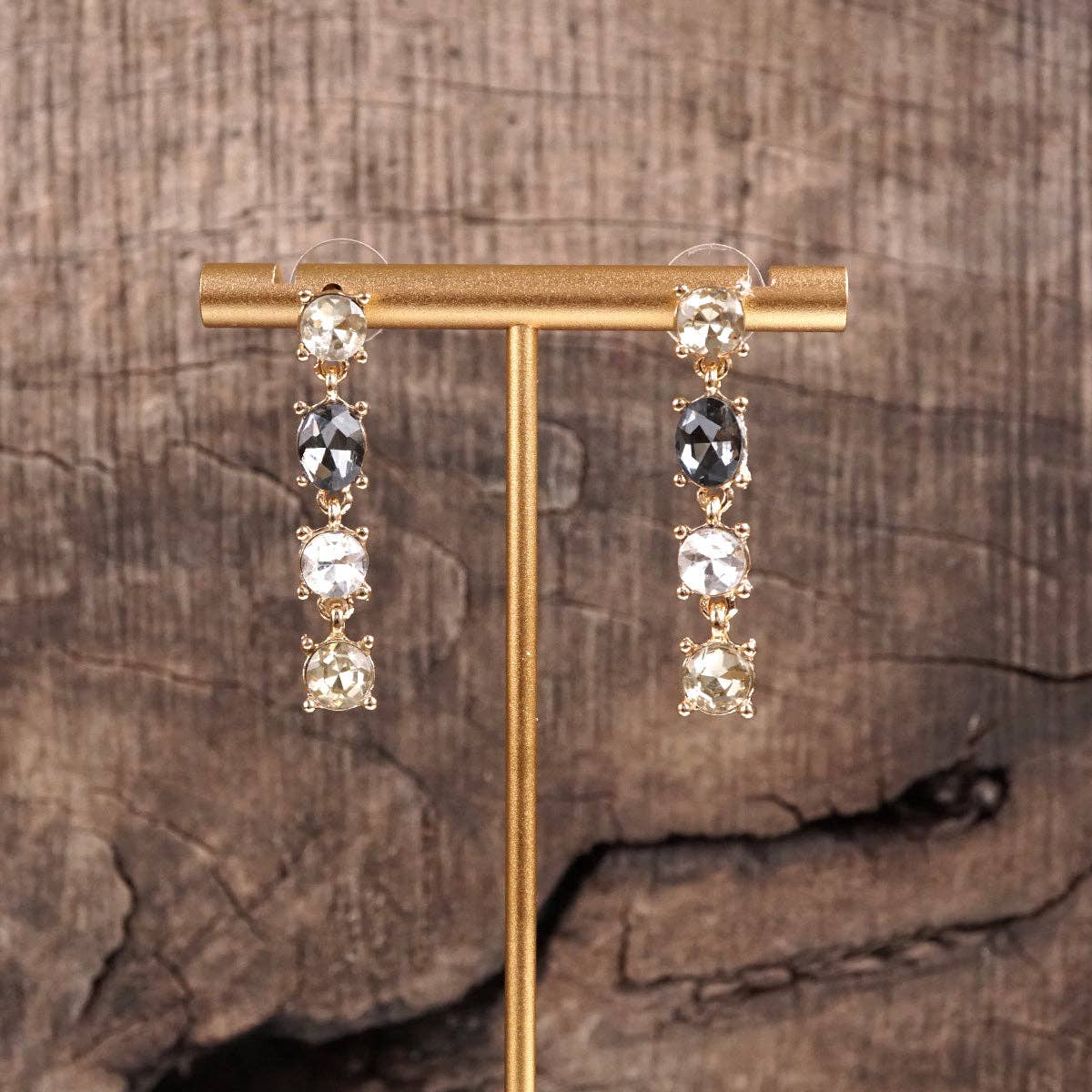 Linear Drop Earrings with Sparkling Crystals