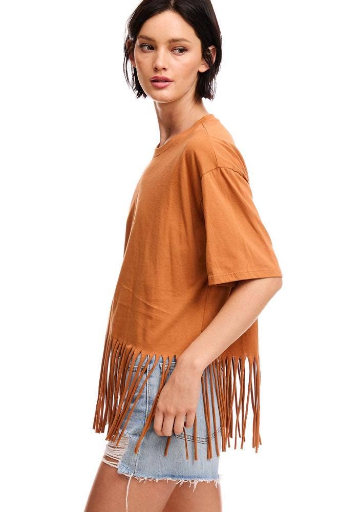 GLITTER' Long Live Cowgirls Graphic S/S Fringe Tee