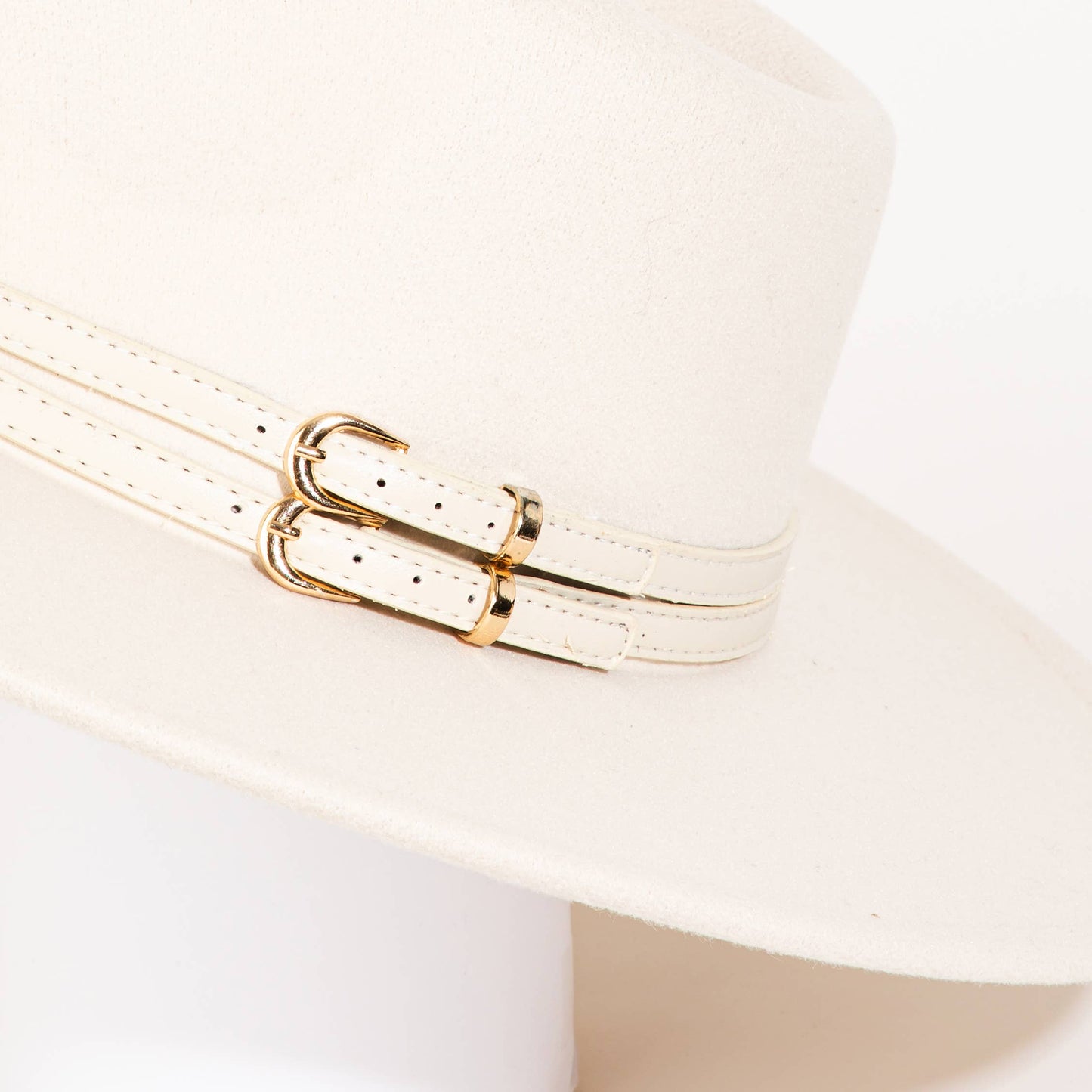 Double Belt Strap Fedora Fashion Hat