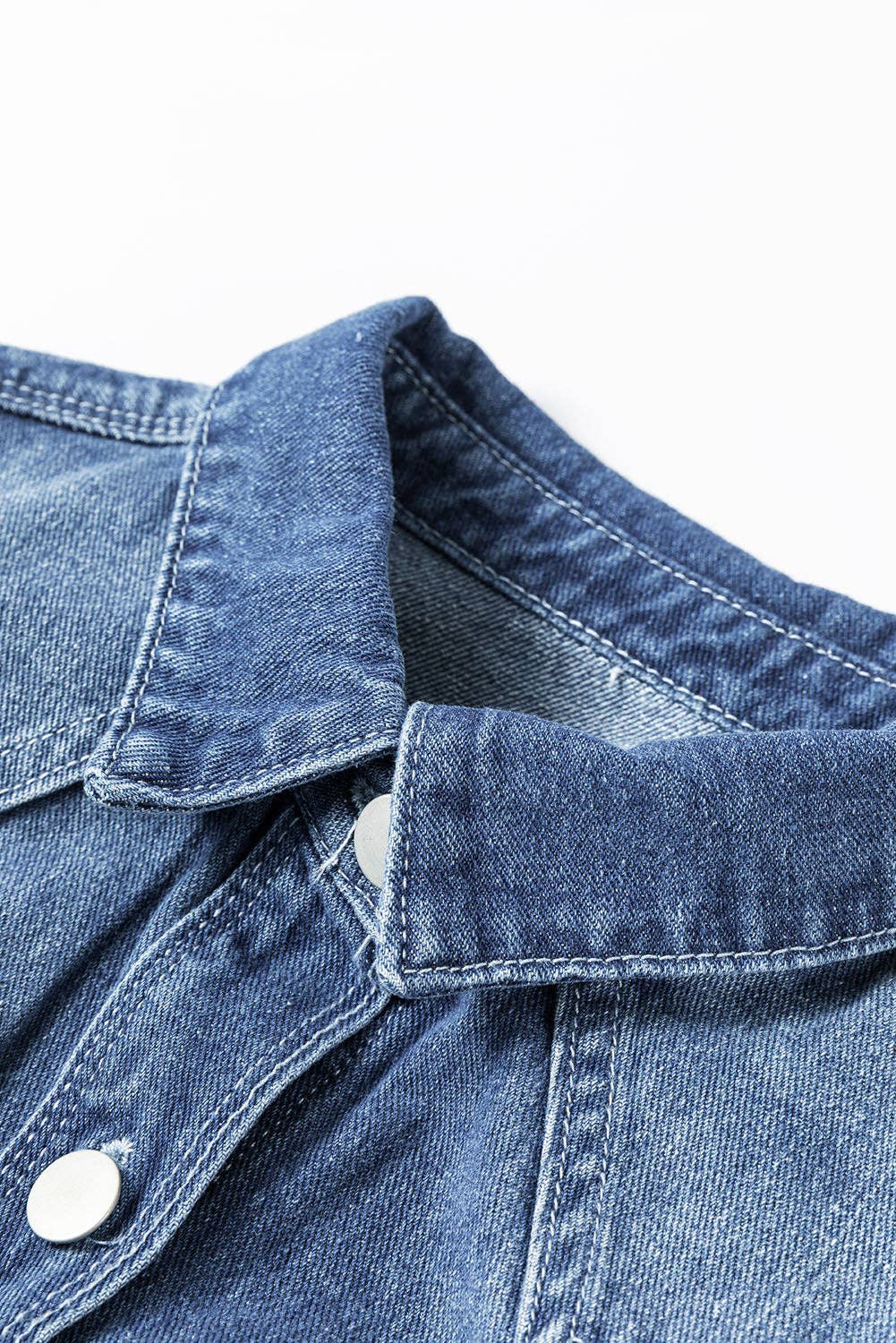 Mineral Wash Distressed Long Denim Jacket