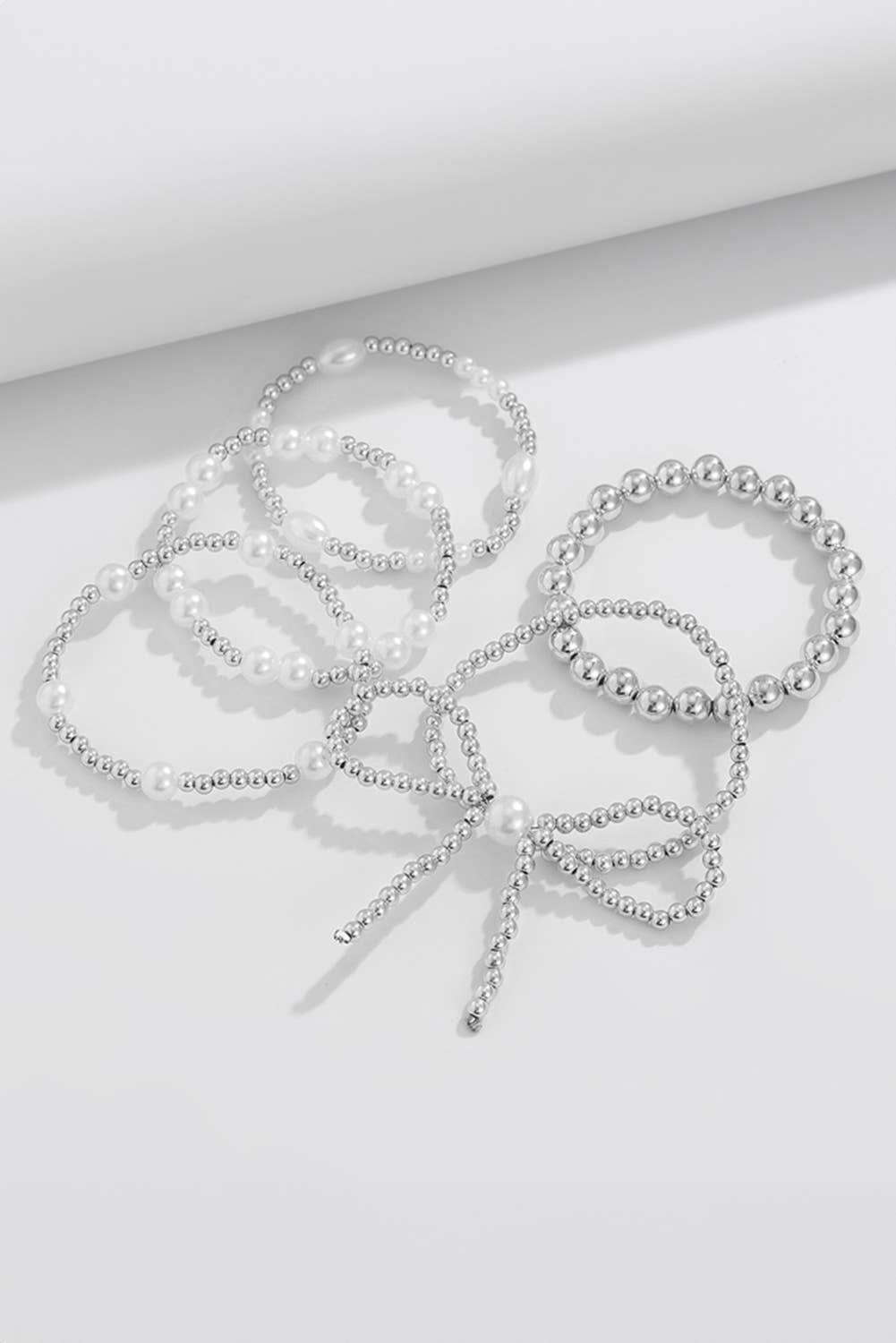 Bow Knot Pearl gold Beaded Layered Bracelet