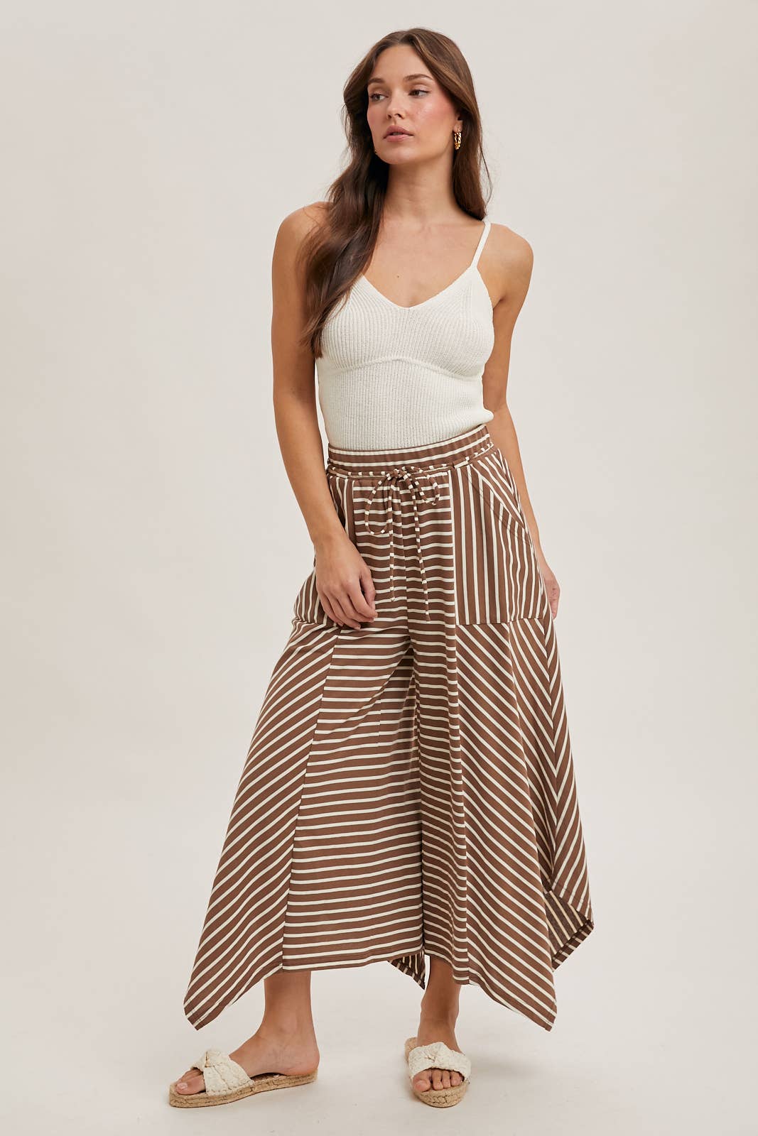 STRIPED WIDE LEG PALAZZO PANTS