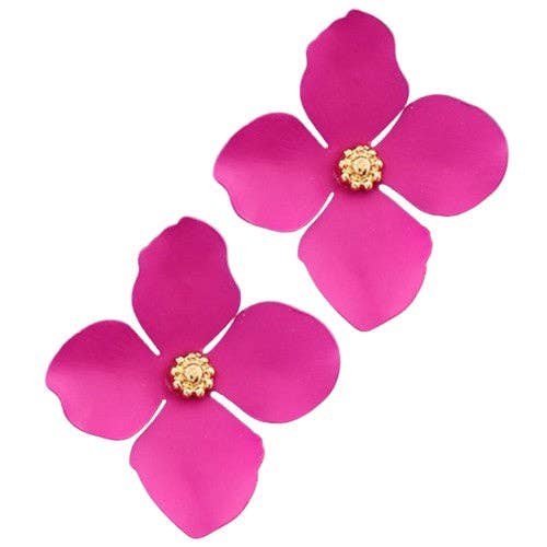 Fuchsia Petal Stud Earrings | Flower Stud