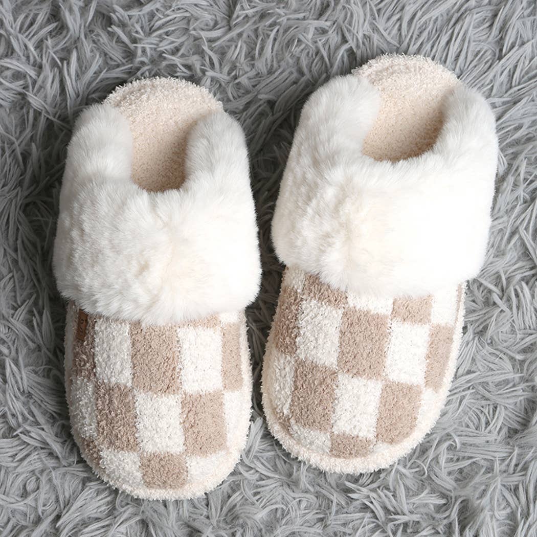 Checkered Faux Fur Luxury Soft Slipper