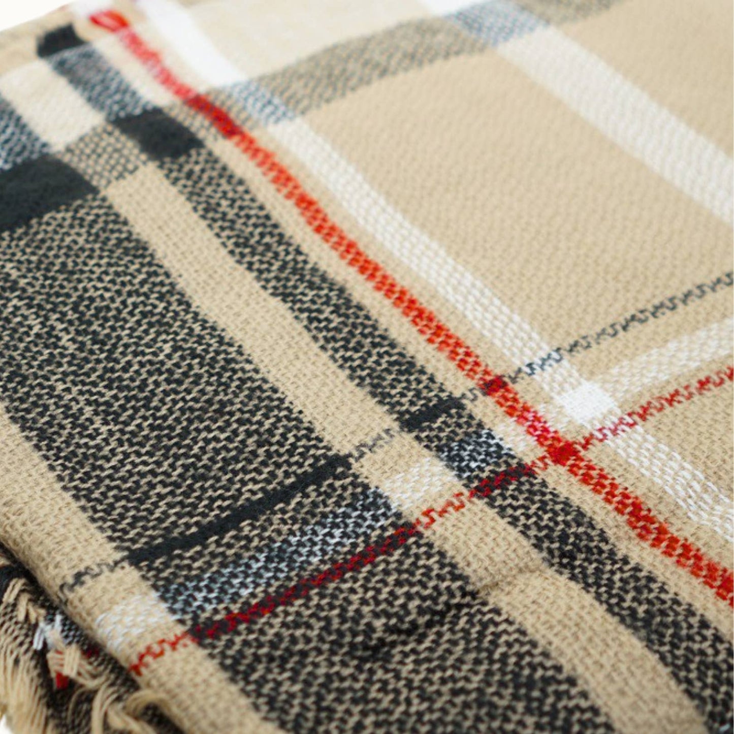 Plaid Blanket Scarf Camel