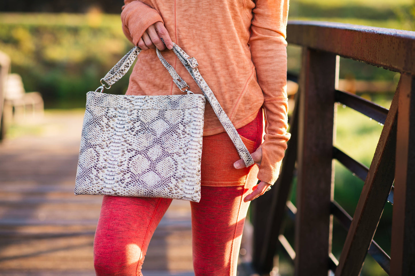 Mollie Crossbody Clutch - Camel Snake