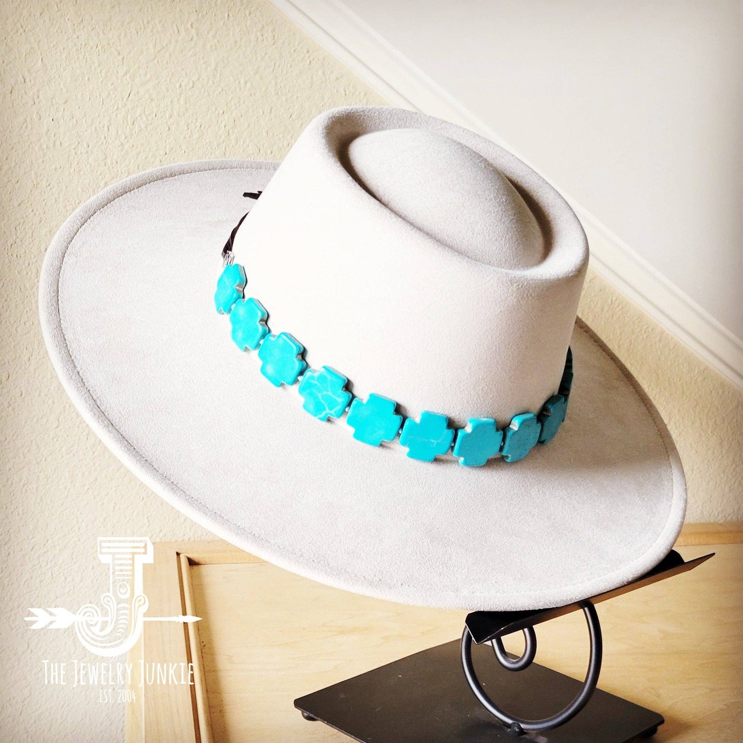 Turquoise Cross Beaded Hat Band