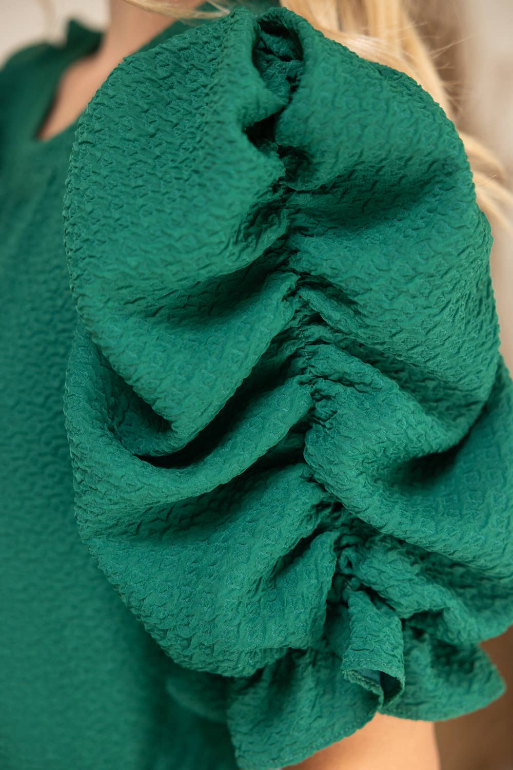 Red Puff Sleeve Knit Top