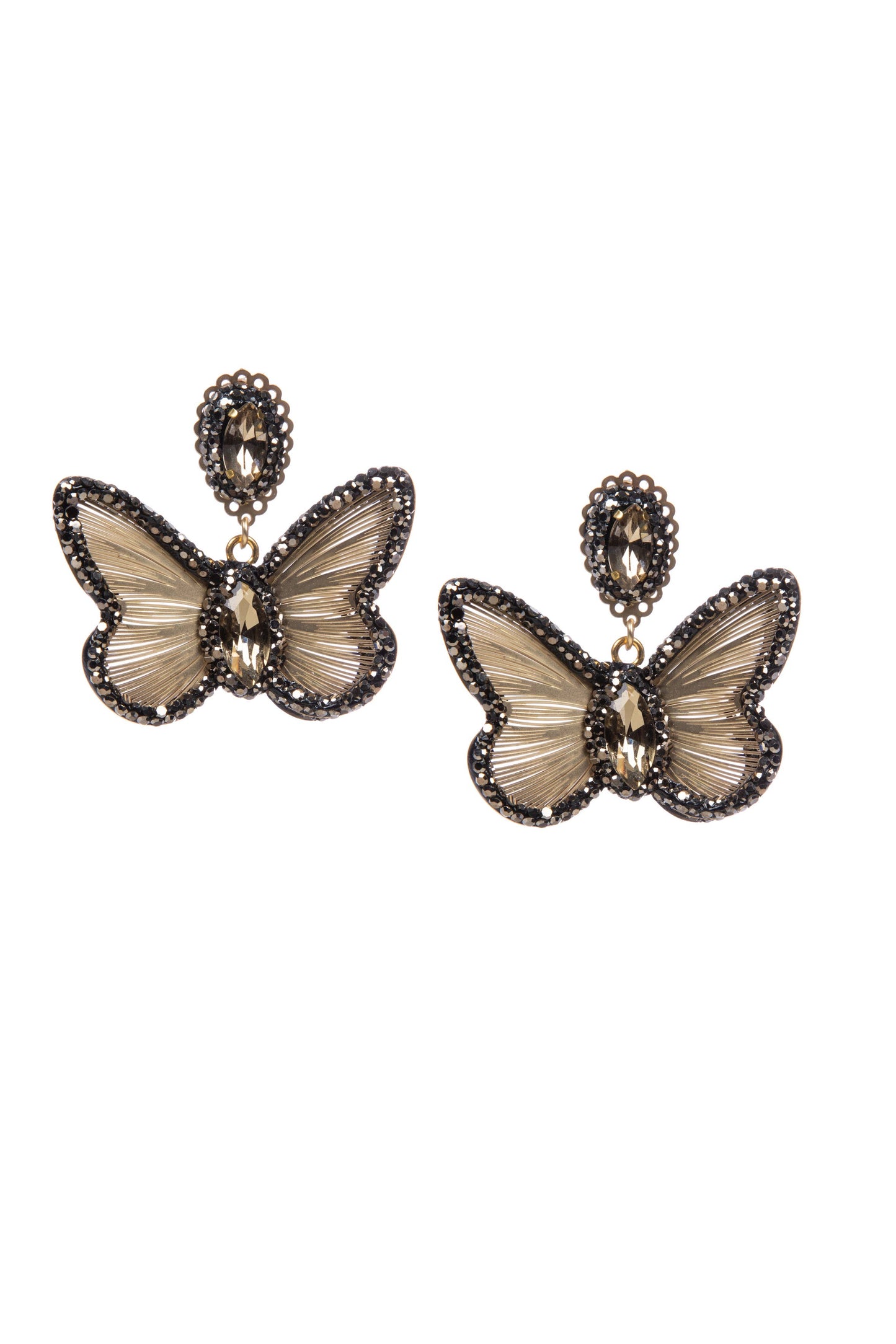 Butterfly Shape Rhinestone Alloy Drop Earrings