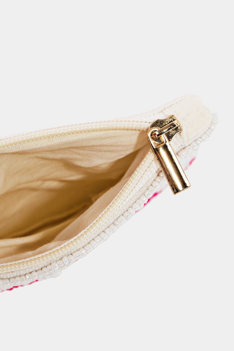Pink Boot Beaded Coin Purse
