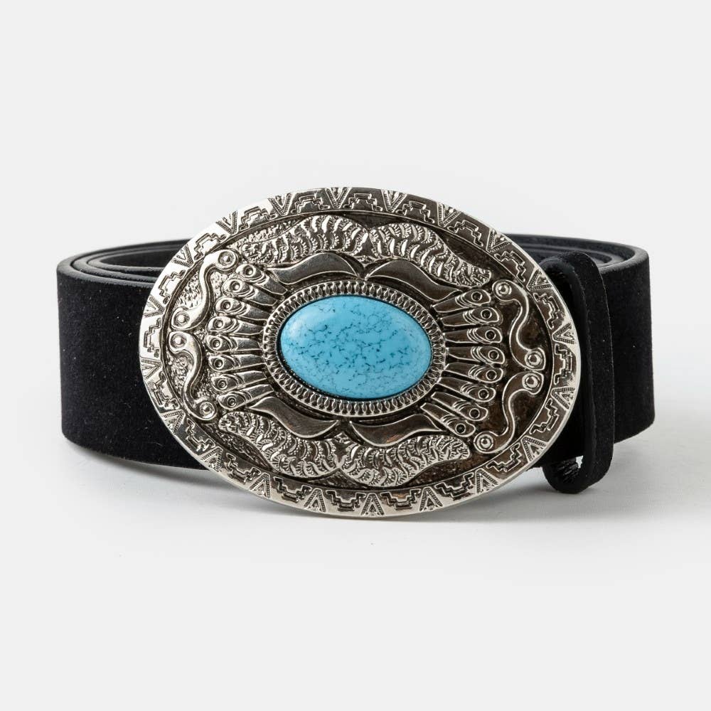 Oval Western Concho Oversized Buckle Belt