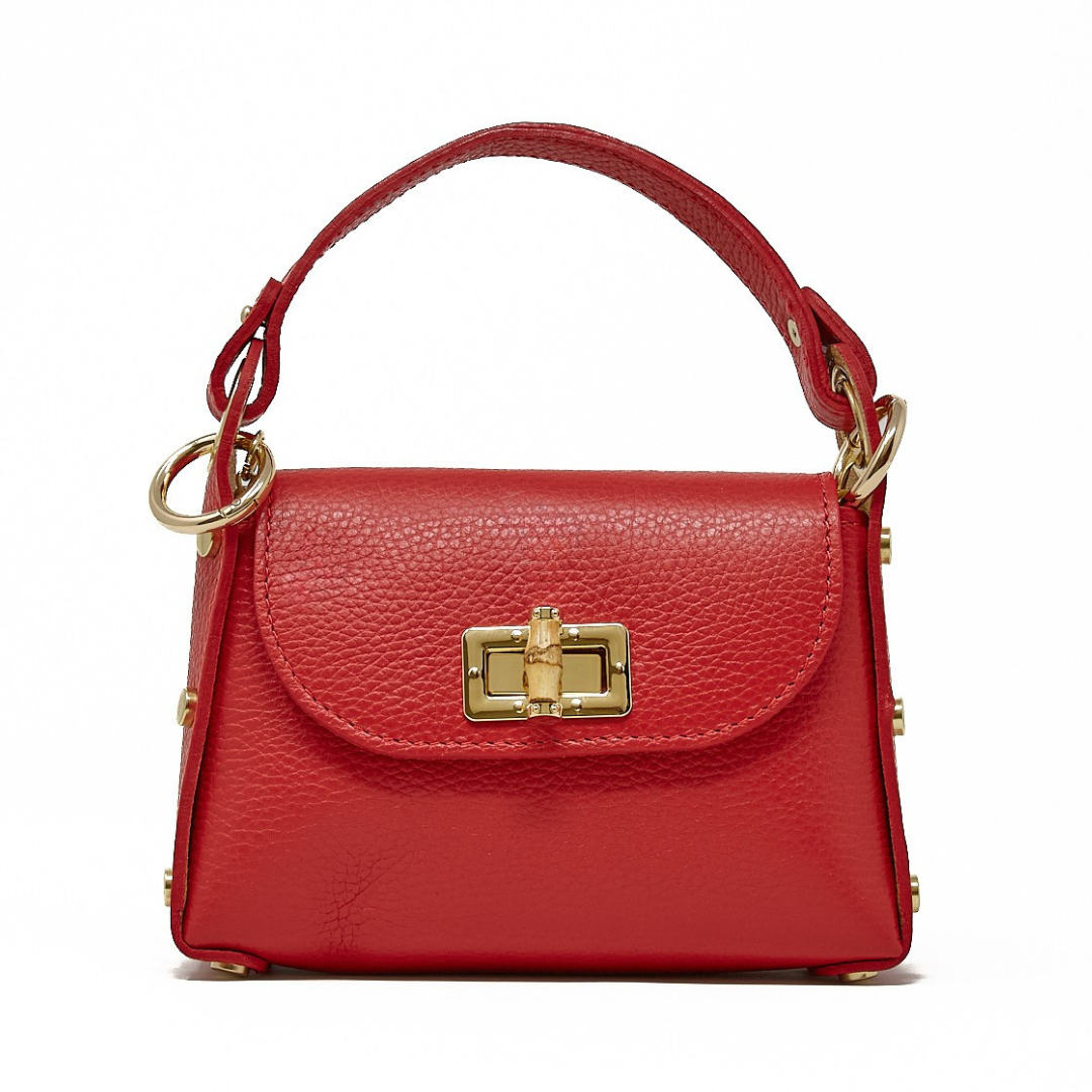 GF1075 GENUINE ITALIAN LEATHER BAMBOO CLASP, CROSSBODY BAG
