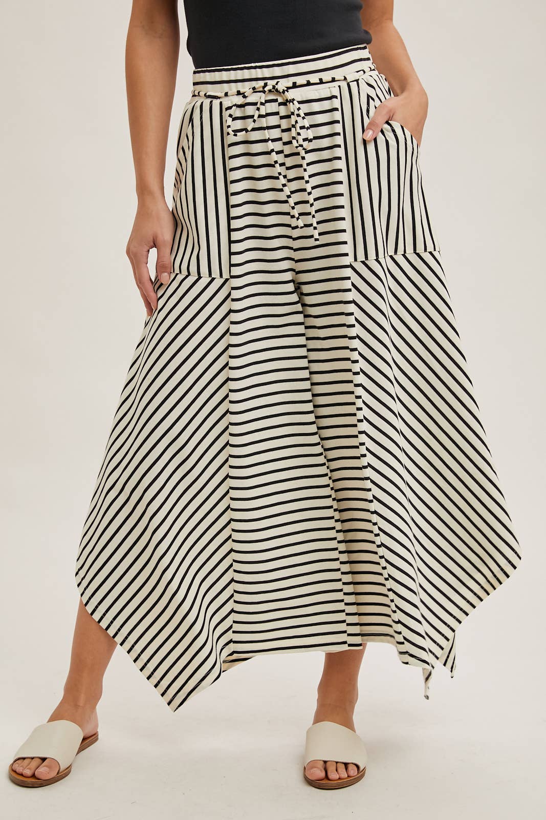 STRIPED WIDE LEG PALAZZO PANTS