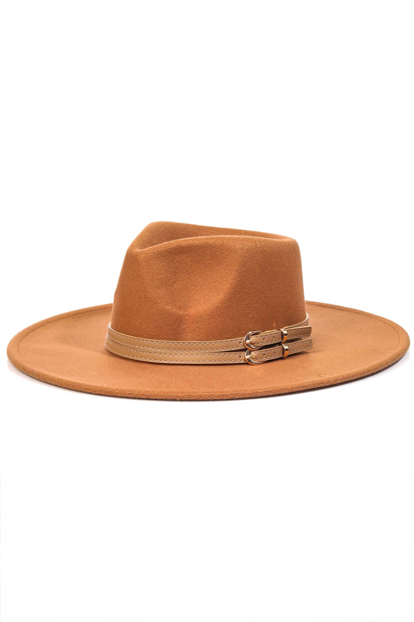 Double Belt Strap Fedora Fashion Hat
