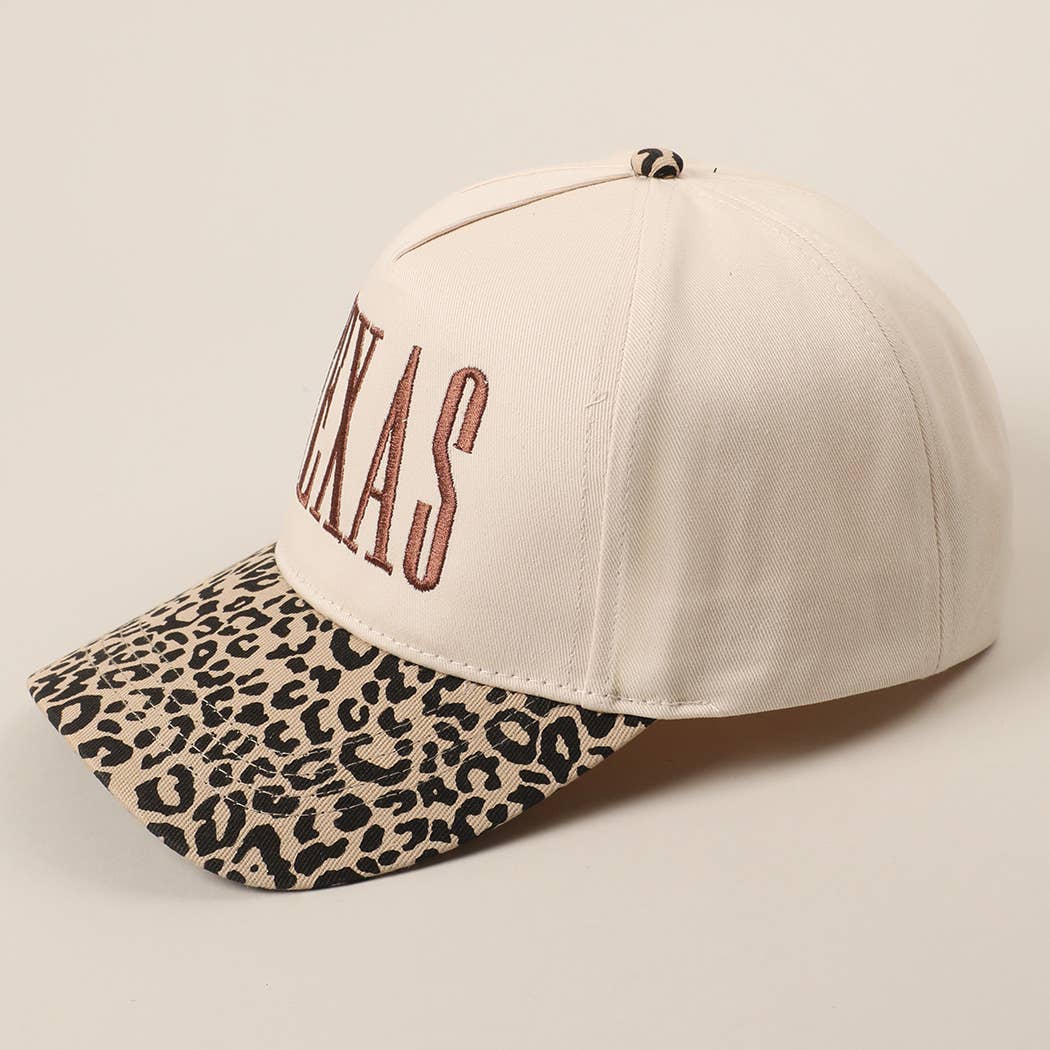 Texas Embroidered Leopard Trucker Hat