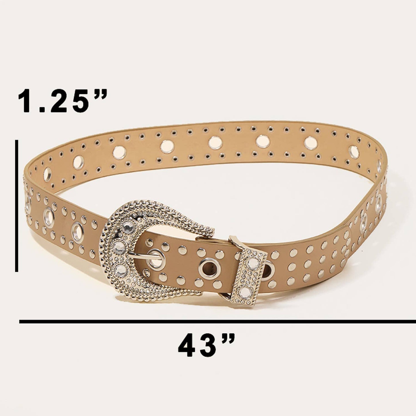 Rhinestone Buckle Tan