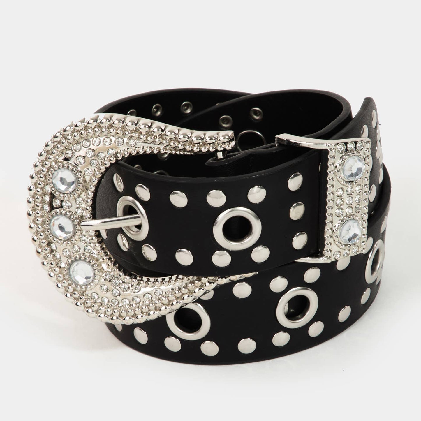 Rhinestone Buckle Wht