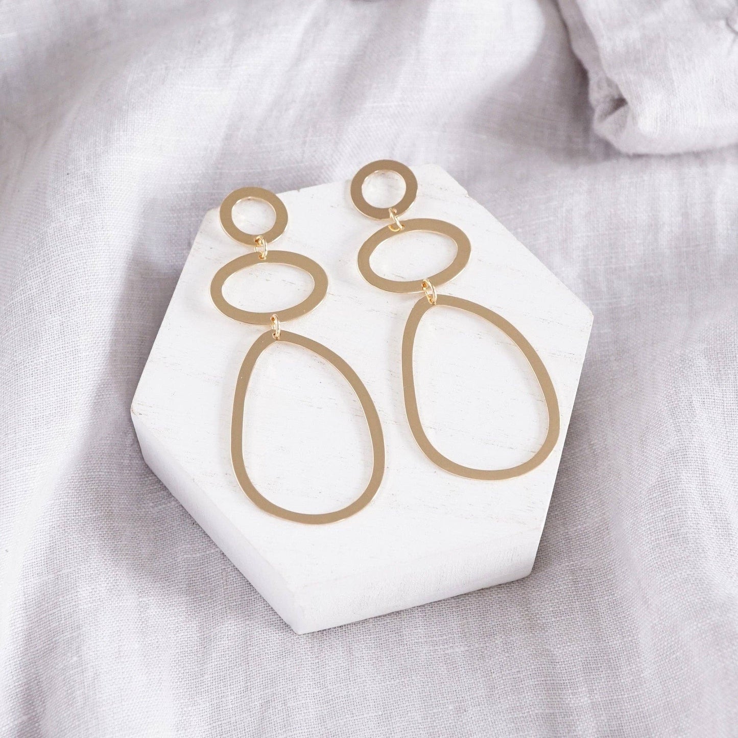 Abstract Hoop Statement Earrings – Gold Tone