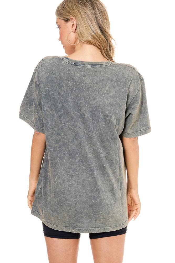 GLITTER' Touch Down Football Graphic S/S Washed Boyfriend Te