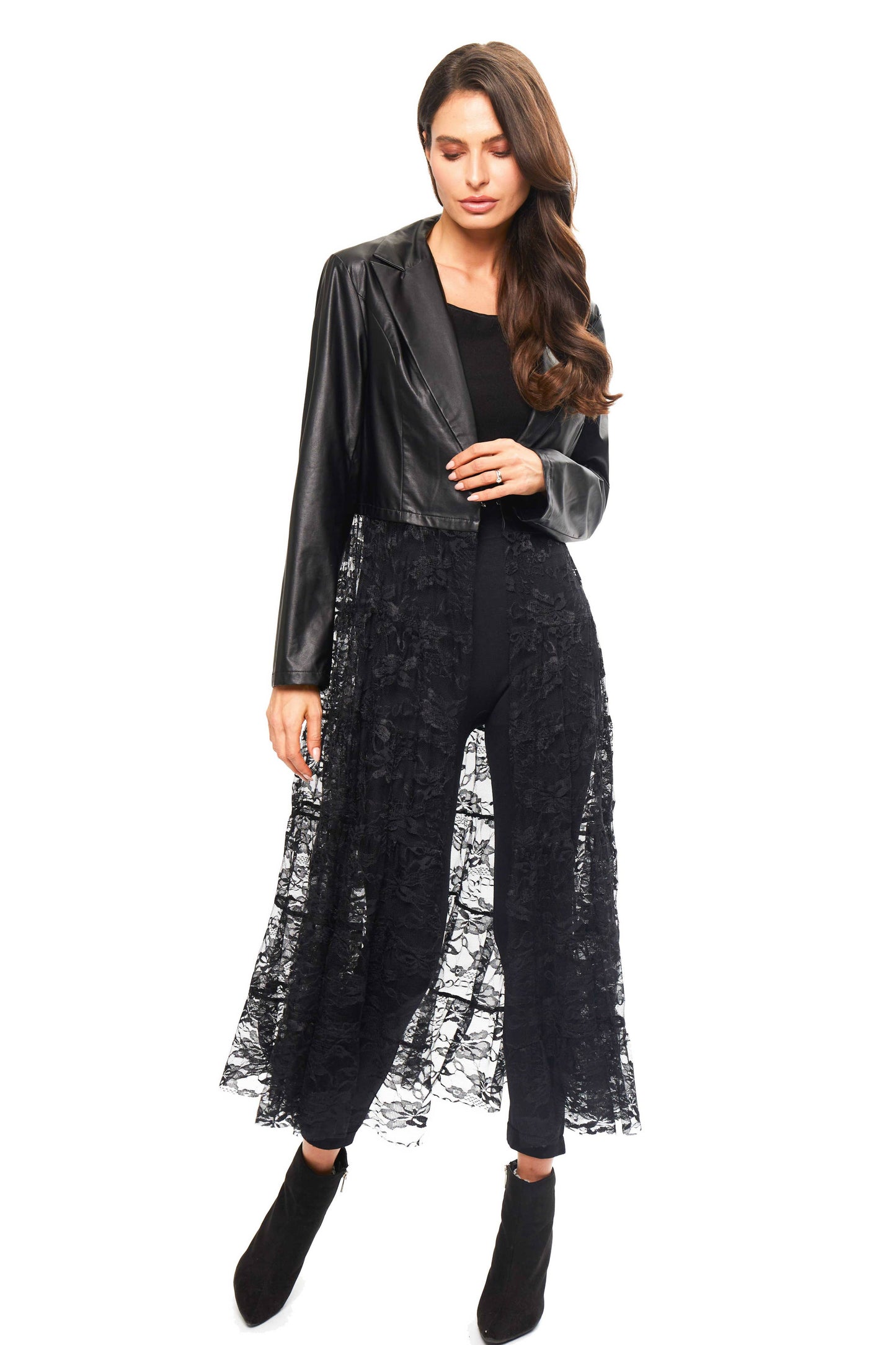 Vegan Leather Lace Duster