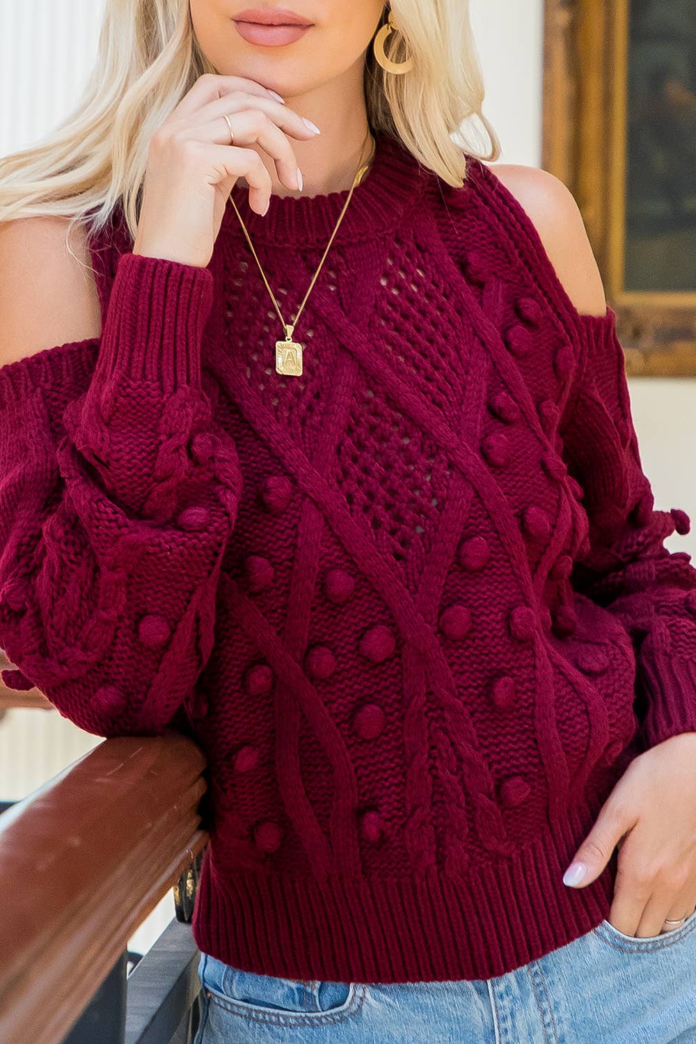 CABLE KNIT DETAIL PULLOVER SWEATER