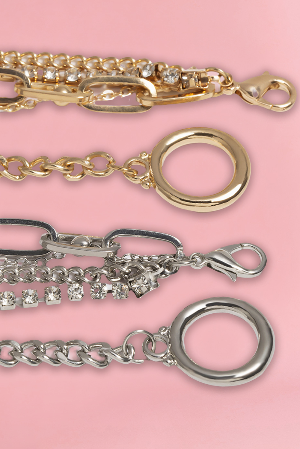 Multi Layered Rhinestone Chain Bracelet Set