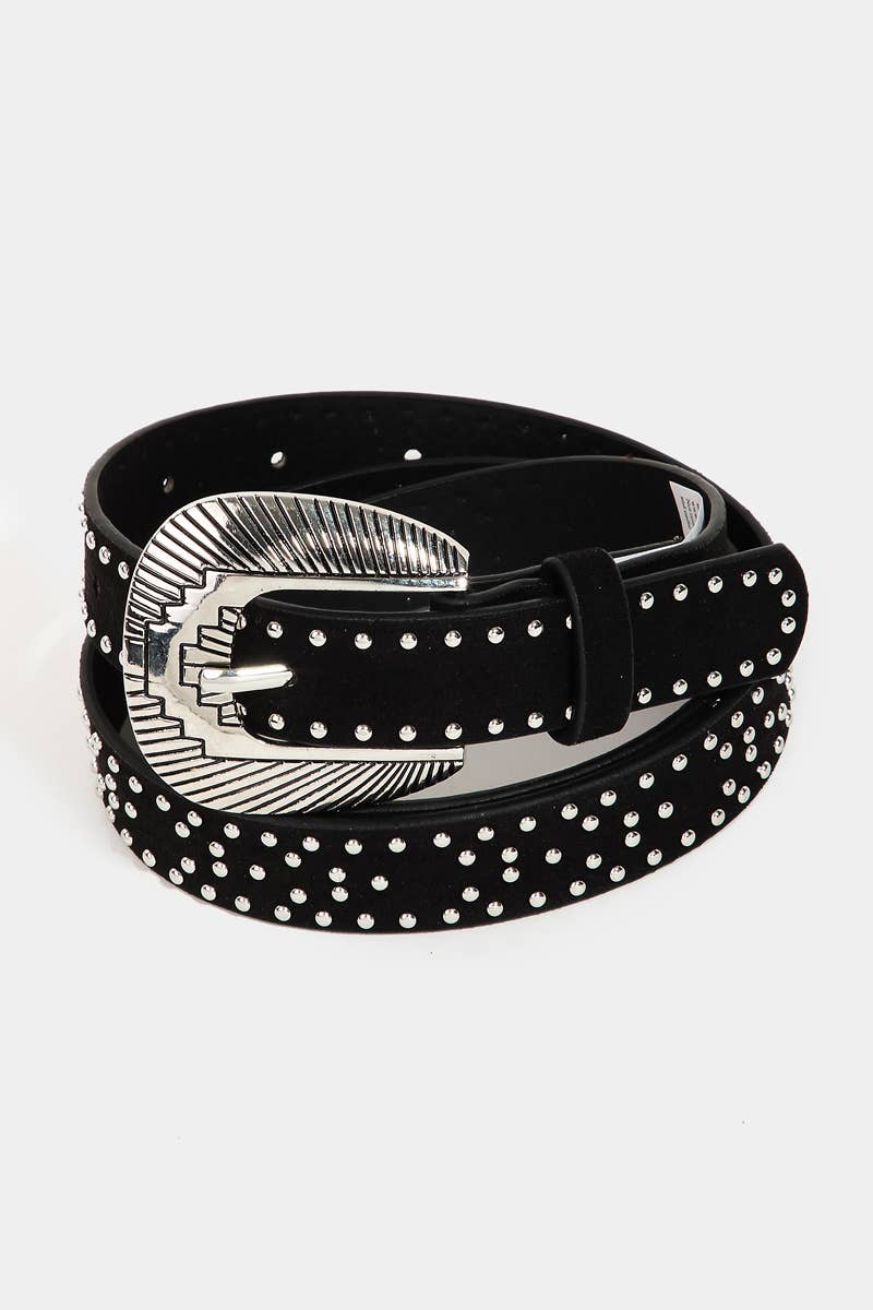 Studded Western Faux Leather Belt