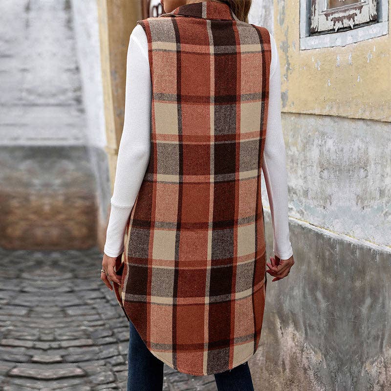 Sleeveless Retro Plaid Vest