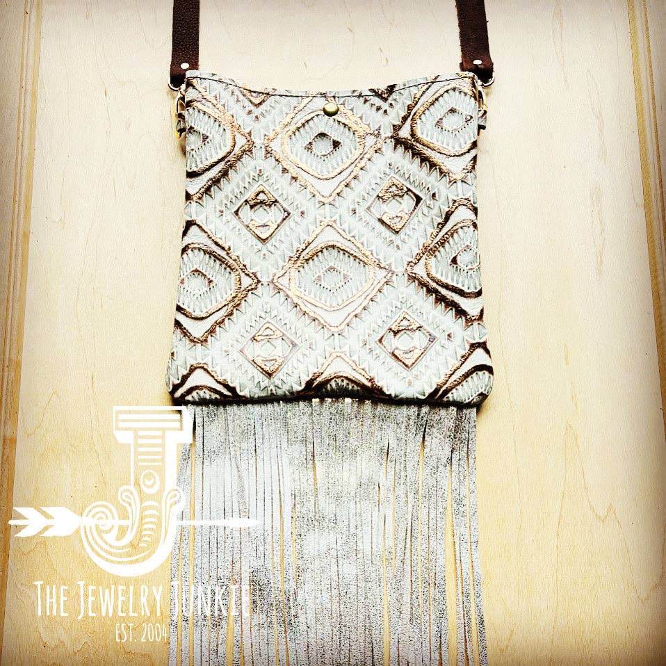 Crossbody Handbag w/ Gold Aztec Leather