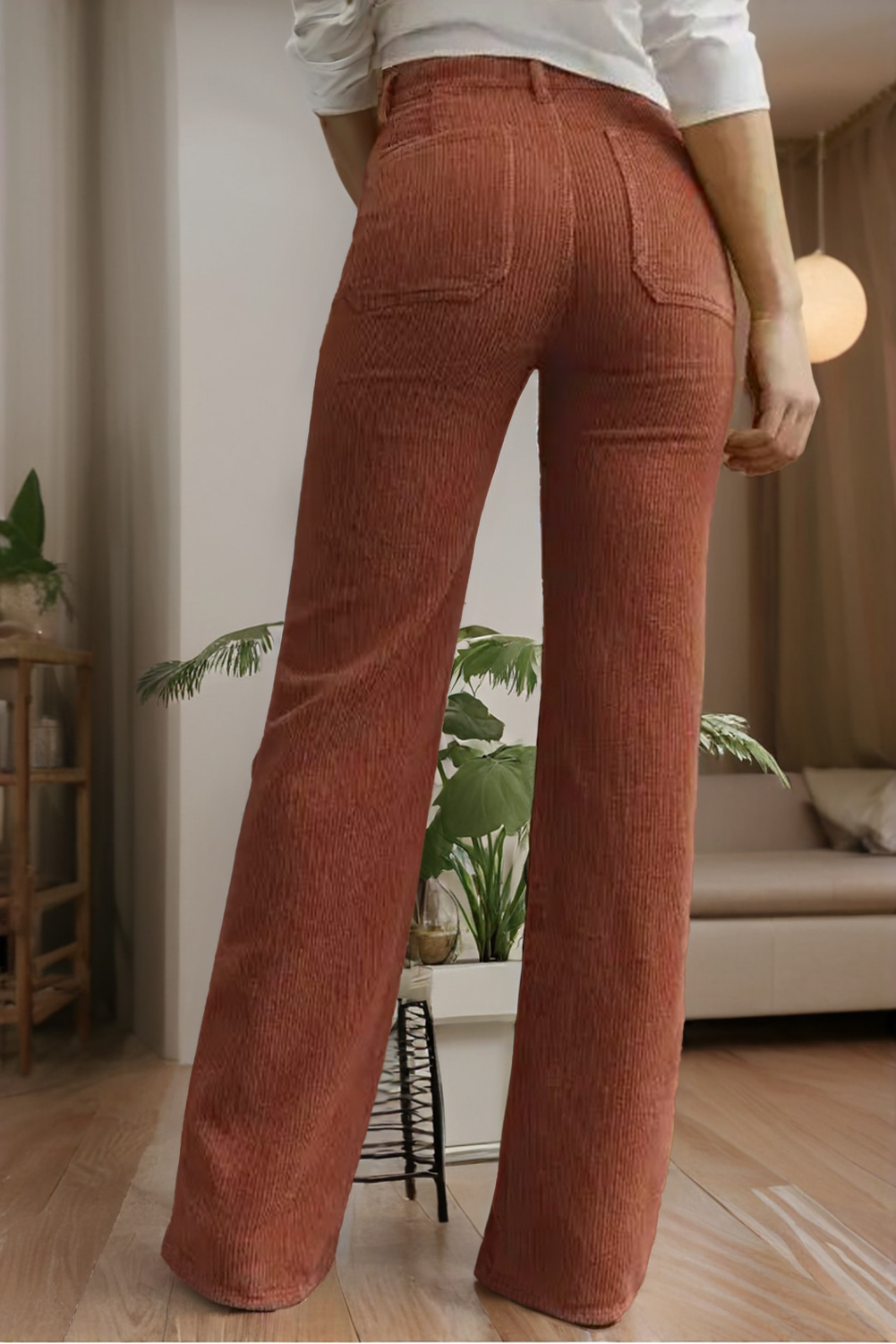 High Waist Burnt Orange Corduroy Jean