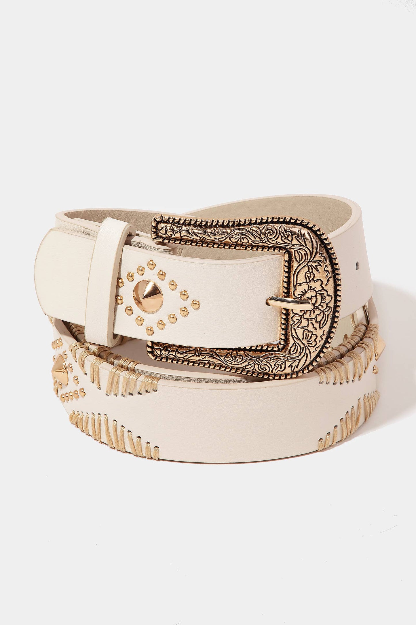 Floral Etched Buckle Belt