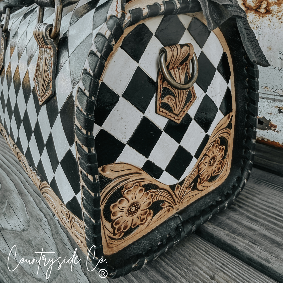 Paris Leather Checkered Decorated Speedy Bag